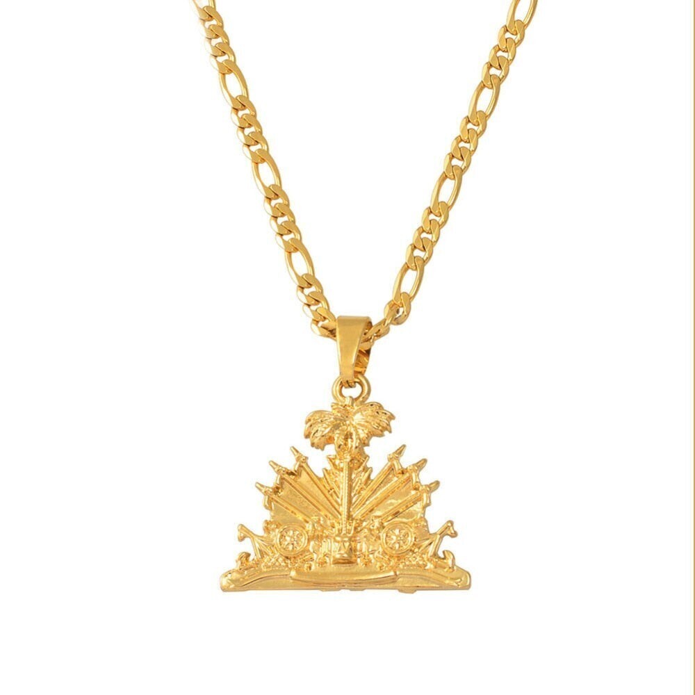Haiti Pendant Necklace for Women/Girls/Men Ayiti Items Gold ColoR